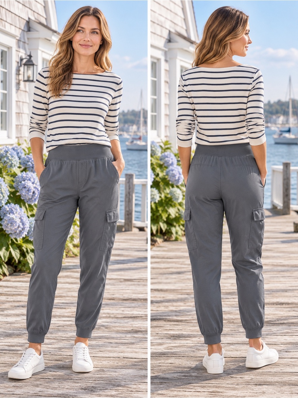 Haven Well Within Blue Gray Elastic Cargo Joggers